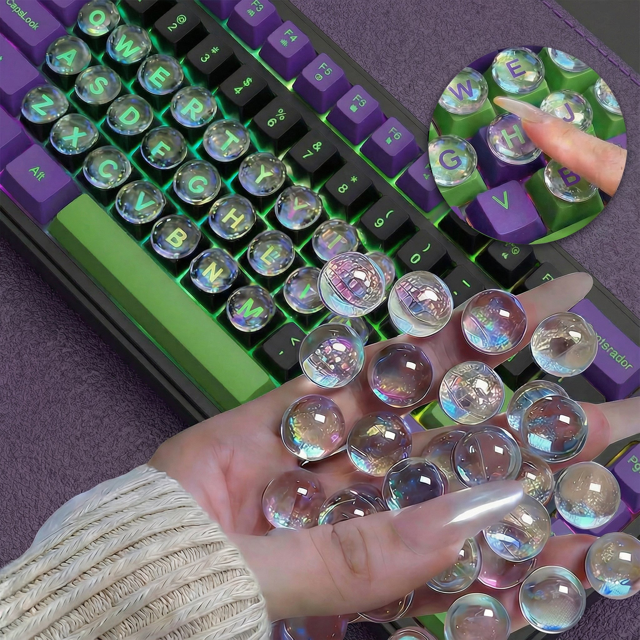 Quafochi 110pcs Keyboard Stickers for Long Nails, Clear Raised Glass Key Covers, No-Residue, Easy to Apply, Reusable, Universal Fit for Laptop, PC, MacBook, Desktop & Calculator