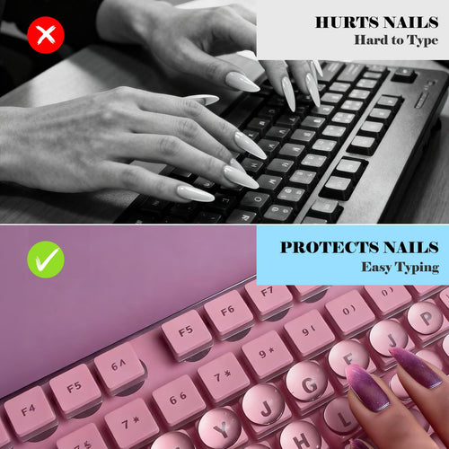 Quafochi 60pcs Keyboard Stickers for Long Nails, Clear Glass Bubbles, Protect Nail Art, No-Residue,Reusable Raised Keyboard Stickers, Universal Fit for Laptop, PC, Macbook, Desktop, Calculator