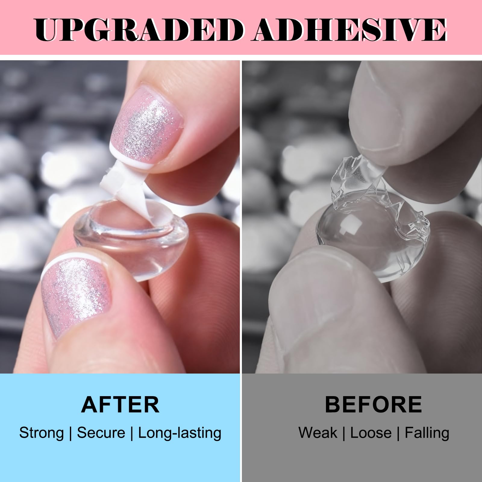 Quafochi 60pcs Keyboard Stickers for Long Nails, Clear Glass Bubbles, Protect Nail Art, No-Residue,Reusable Raised Keyboard Stickers, Universal Fit for Laptop, PC, Macbook, Desktop, Calculator